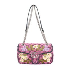 Gucci GG Multicolor Flower Embroidery Shoulder Bag Canvas 443497 520981 Pink Women's GUCCI