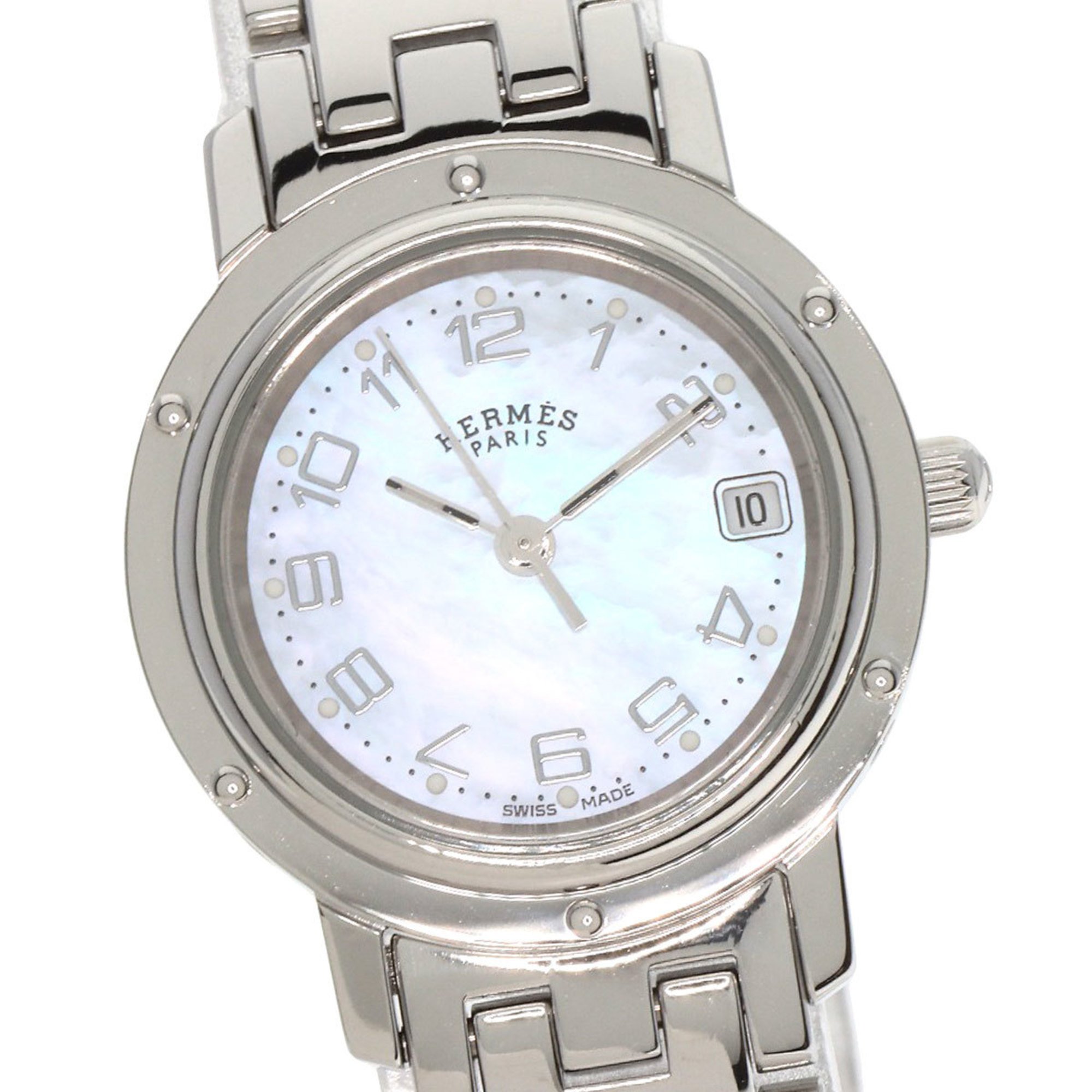 Hermes CL4.210 Clipper Nacle Watch Stainless Steel/SS Ladies HERMES