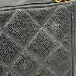 Chanel Shoulder Bag Matelasse Decacoco Chain Caviar Skin Black Women's