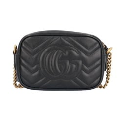 Gucci Quilted Bag GG Marmont Shoulder Leather 448065 Black Women's GUCCI Chain