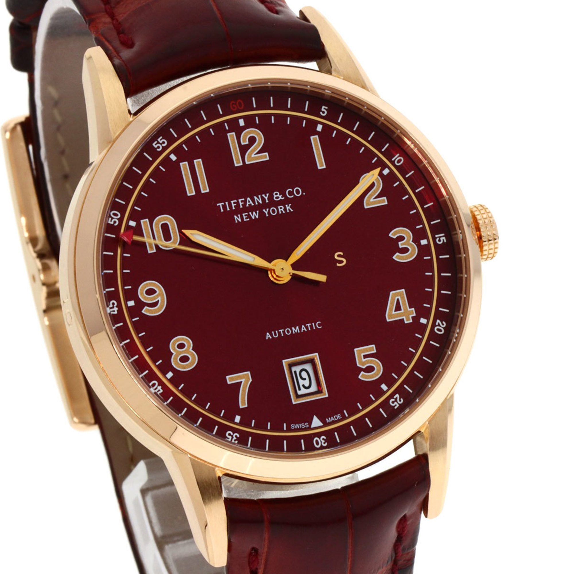 Tiffany CT60 37836079 Wristwatch, 18K pink gold/leather, men's, TIFFANY&Co.