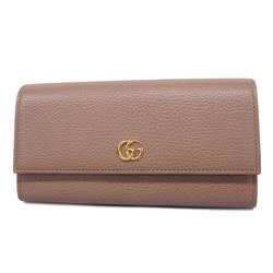 Gucci Long Wallet GG Marmont 456116 Leather Rose Beige Women's