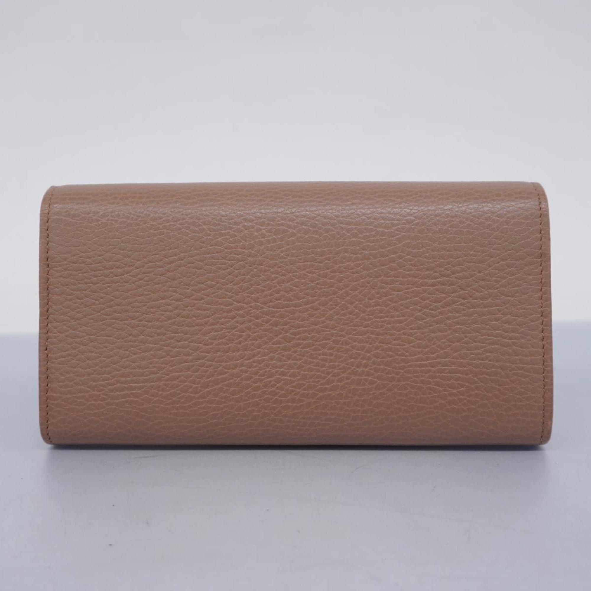 Gucci Long Wallet GG Marmont 456116 Leather Rose Beige Women's
