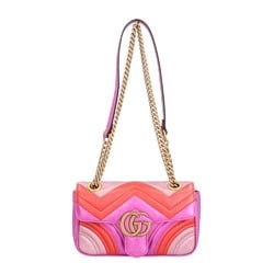Gucci Metallic Matelasse GG Marmont Shoulder Bag Leather 446744 Pink Women's GUCCI Chain