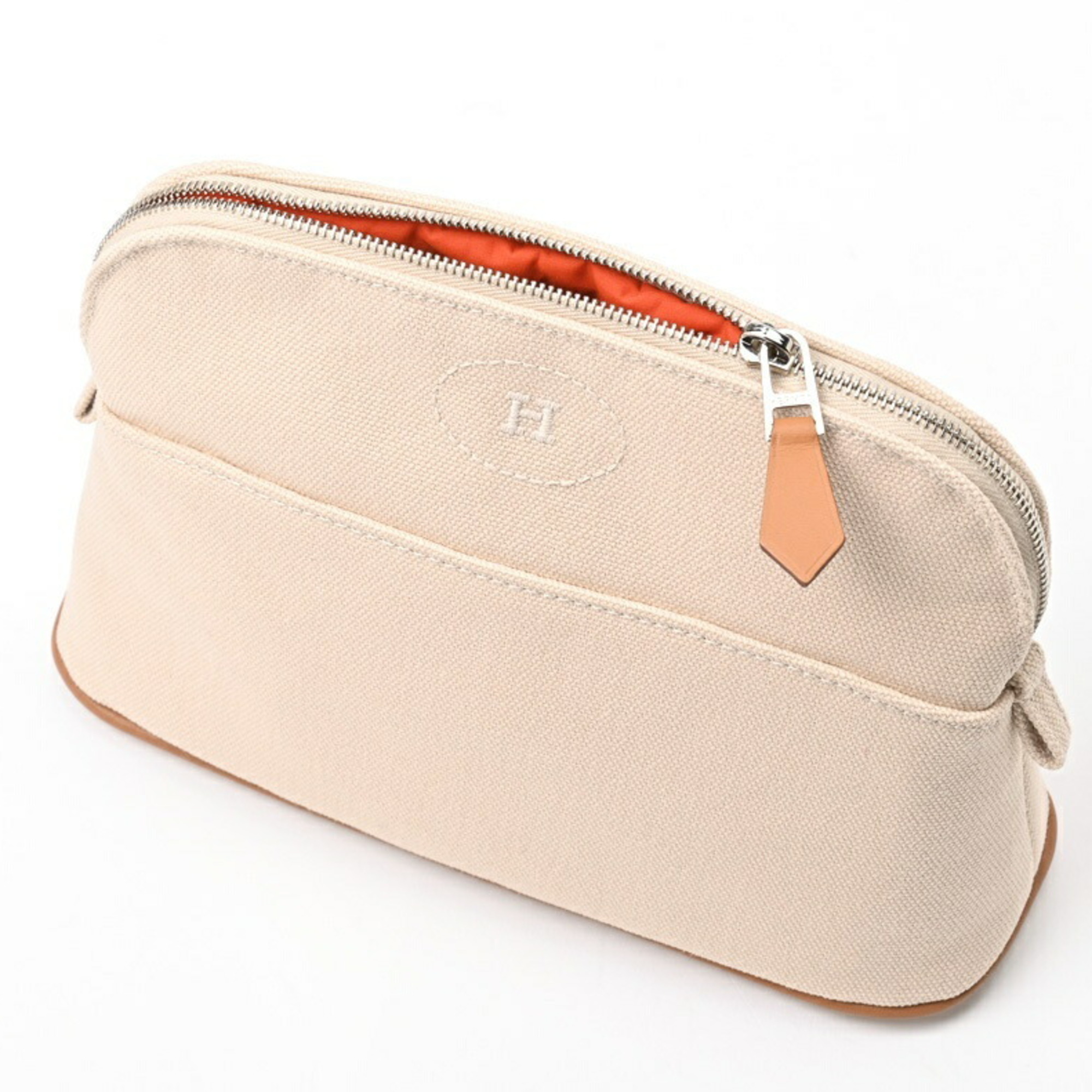 Hermes HERMES Bolide Pouch PM 20 Canvas Leather Beige S-155731
