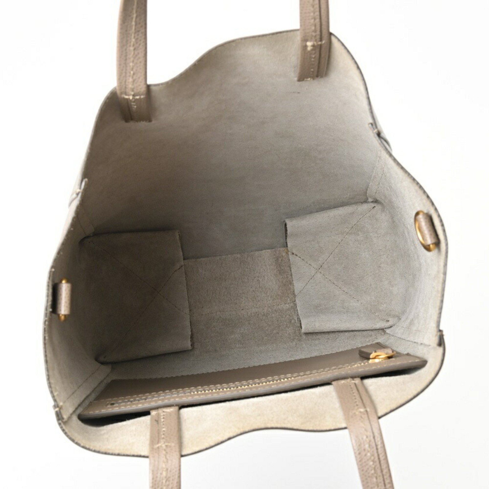 CELINE Vertical Cabas Small Tote Bag 17618 Leather Greige T-155817