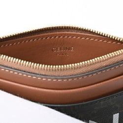 CELINE Triomphe Coin Card Case 10F672CQ6.04LU Canvas Leather Tan E-155726