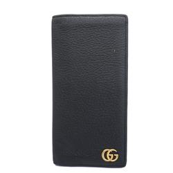 Gucci Long Wallet GG Marmont 459133 Leather Black Men's Women's