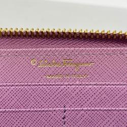 Salvatore Ferragamo Long Wallet Gancini Leather Light Purple Women's