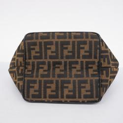Fendi handbag Zucca nylon canvas leather brown ladies