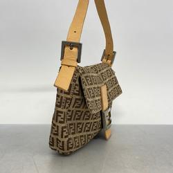 Fendi handbag Zucchino Mamma Bucket nylon canvas brown beige ladies