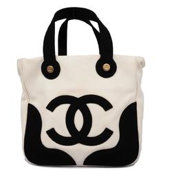 Chanel Tote Bag Canvas Black White Women's