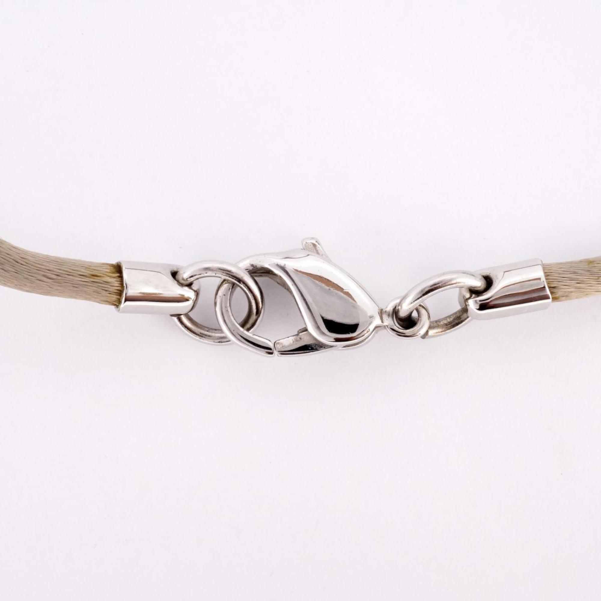 Hermes Necklace Serie Metal Silver Grey Women's