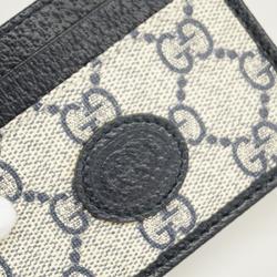 Gucci Business Card Holder/Card Case Interlocking G 673002 Leather Black Beige Women's