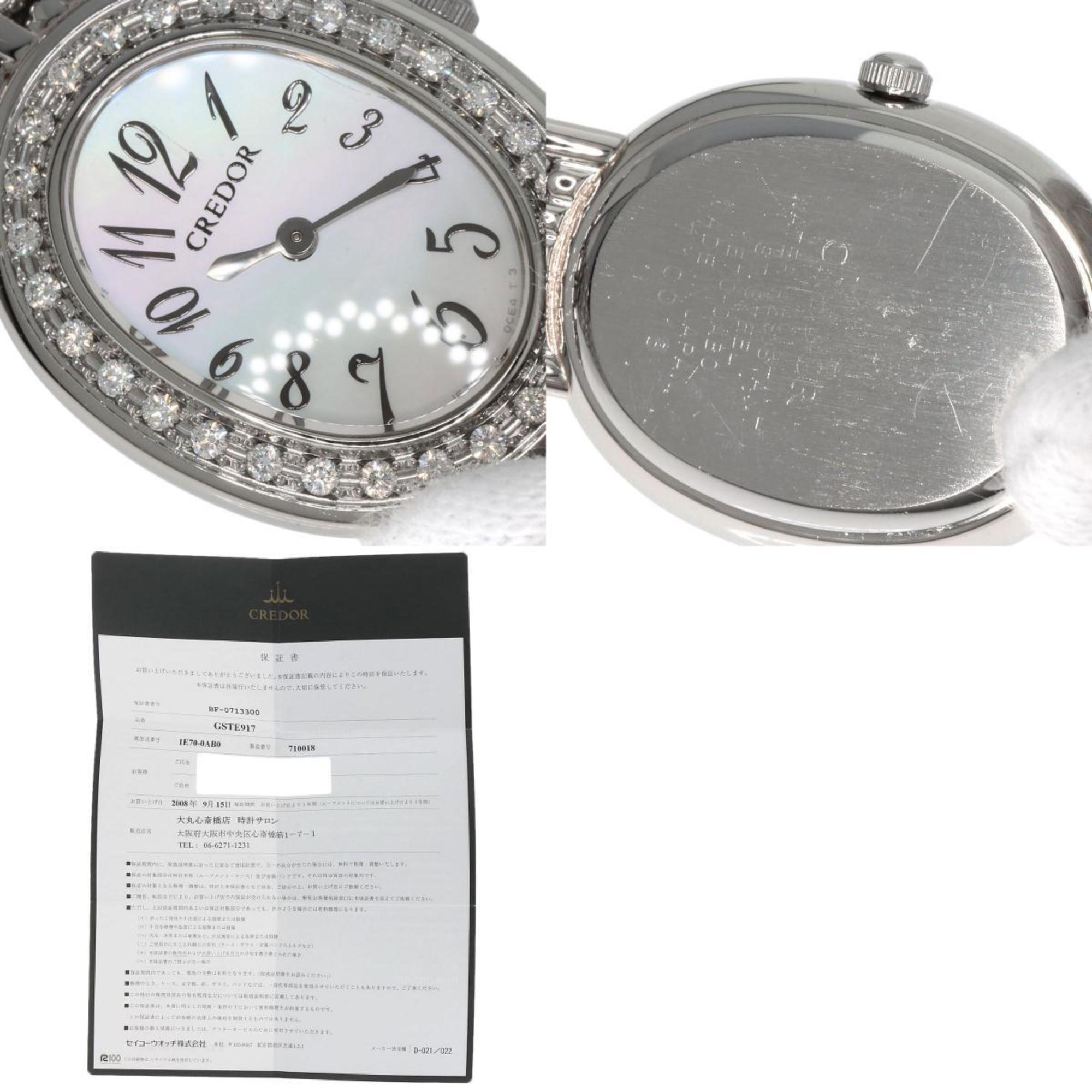 Seiko GSTE917 1E70-0AB0 Credor Signo Bezel Diamond Watch Stainless Steel/SS Ladies SEIKO