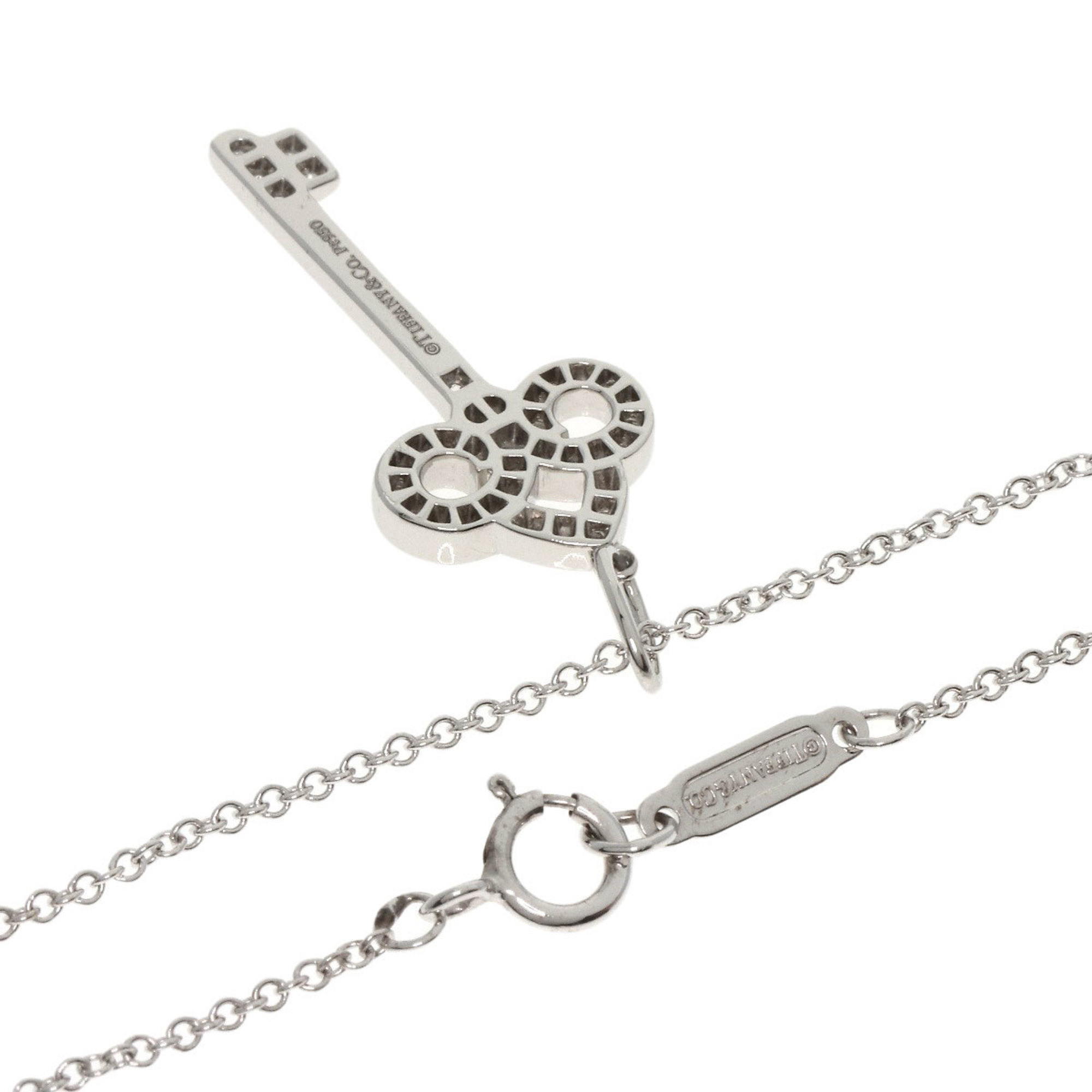 Tiffany Fleur de Lis Key Diamond Necklace Platinum PT950/K18WG Women's TIFFANY&Co.