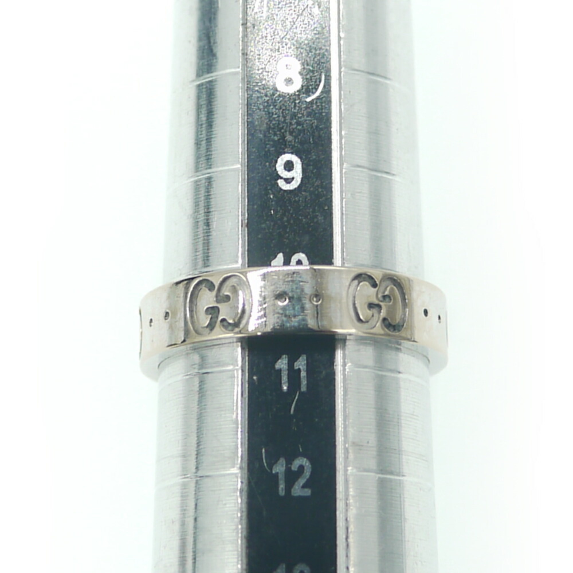 GUCCI GG Icon Ring, K18WG, White Gold, Size 10