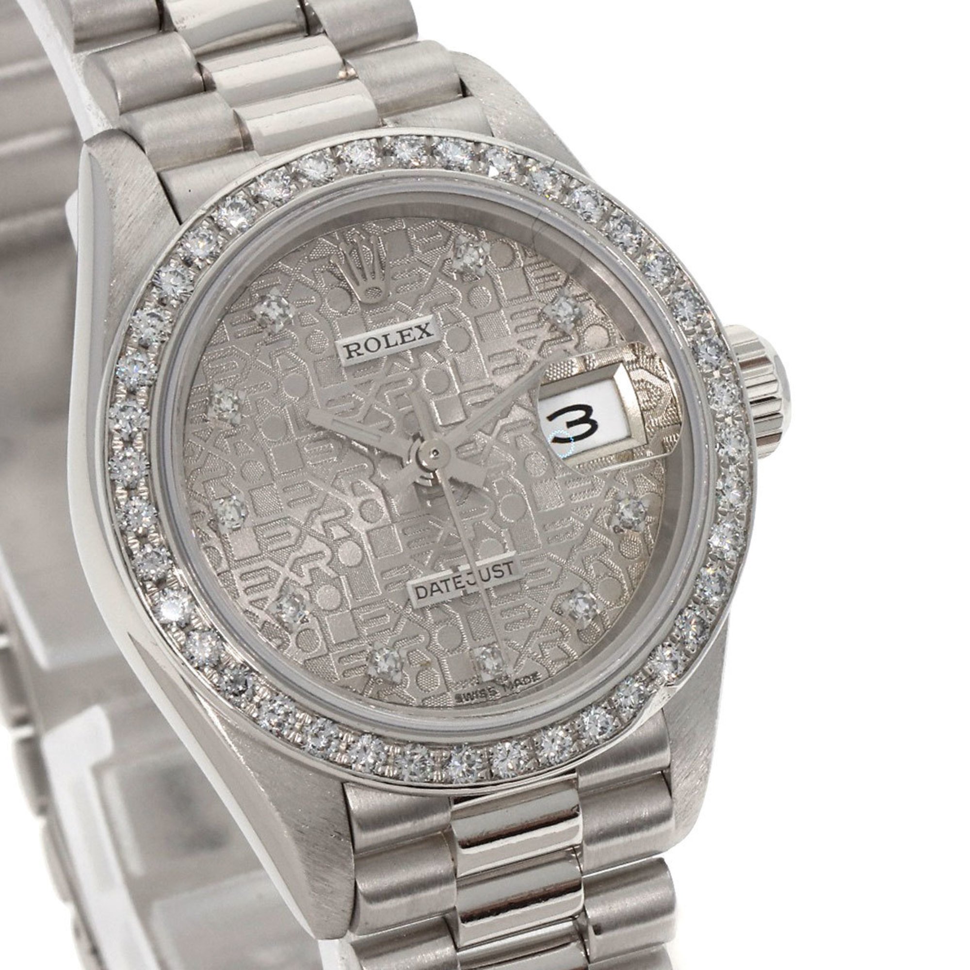 Rolex 69136G Datejust 10P Diamond Manufacturer Complete 2023.4 Watch Platinum PT950/PT950 Ladies ROLEX