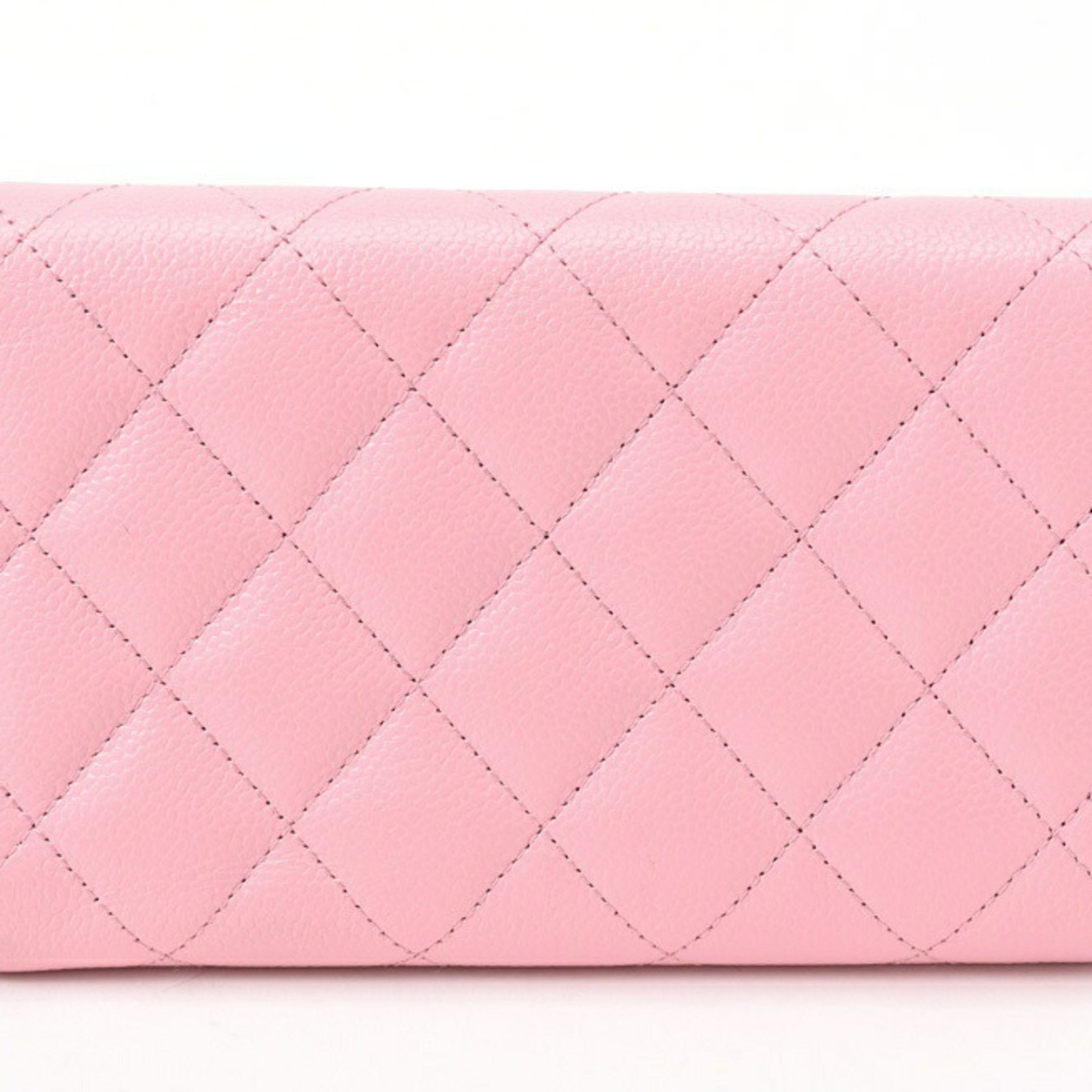 CHANEL Medium Flap Wallet AP3051 Caviar Skin Pink S-155736