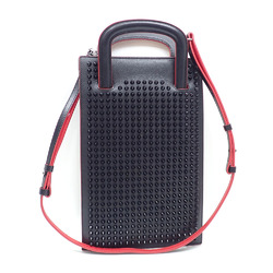 Christian Louboutin Trick Track Small Handbag for Men Black Red Leather 1165005 Shoulder Spike Studs