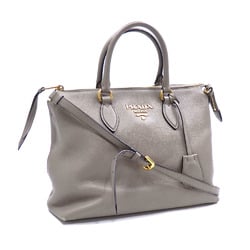 Prada handbag for women, grey leather, 1BA063, shoulder bag
