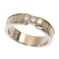 Tiffany Atlas Ring for Women, Diamond, K18WG, Size 14, 7.1g, 18K White Gold, 750, 3P Diamond