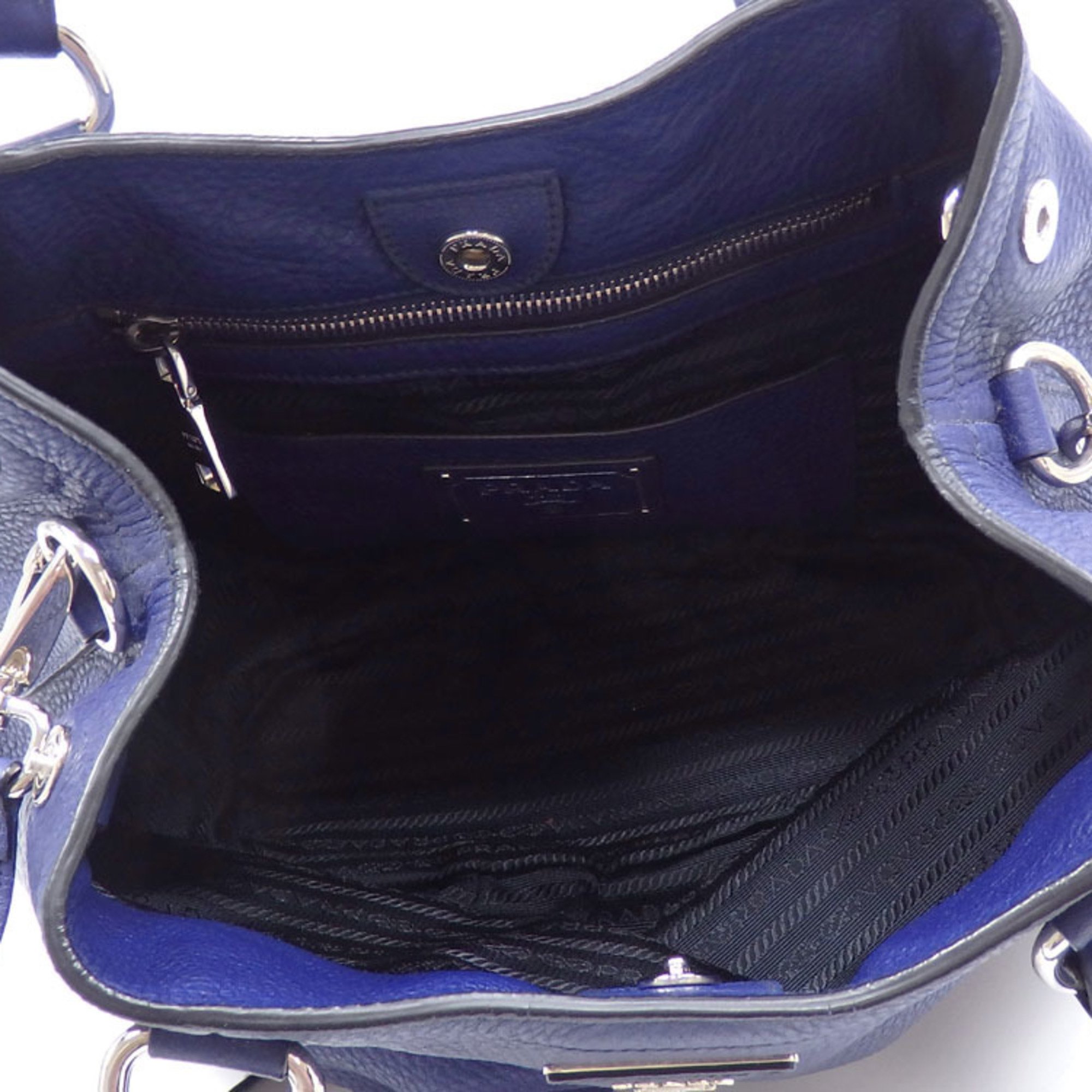 Prada Women's Navy Leather Handbag BN2792 Shoulder Bag