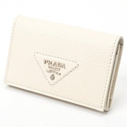 PRADA Vitello Dino Leather Card Case 1MC110 White S-155652