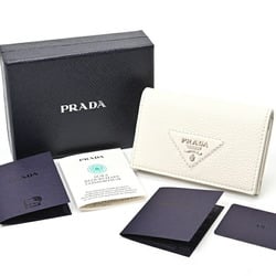 PRADA Vitello Dino Leather Card Case 1MC110 White S-155652