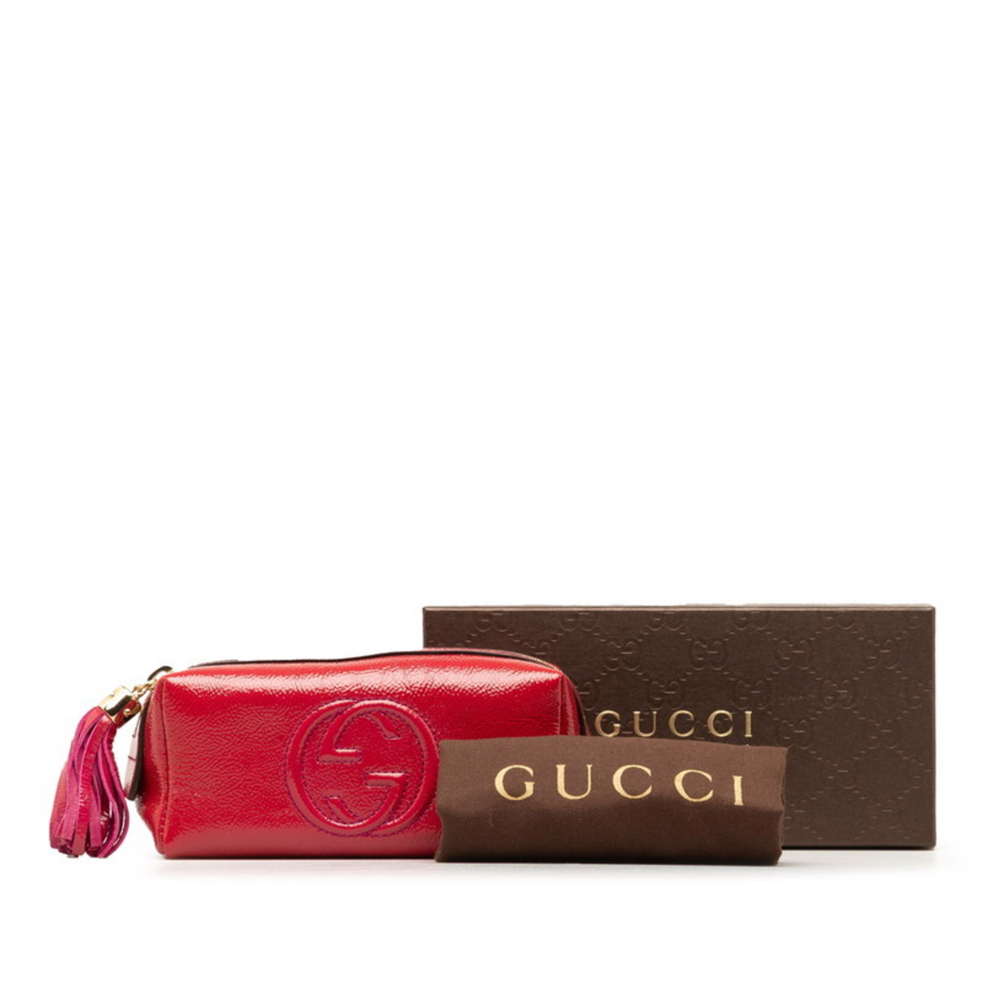 Gucci Interlocking G Soho Pouch 308634 Pink Patent Leather Women's GUCCI