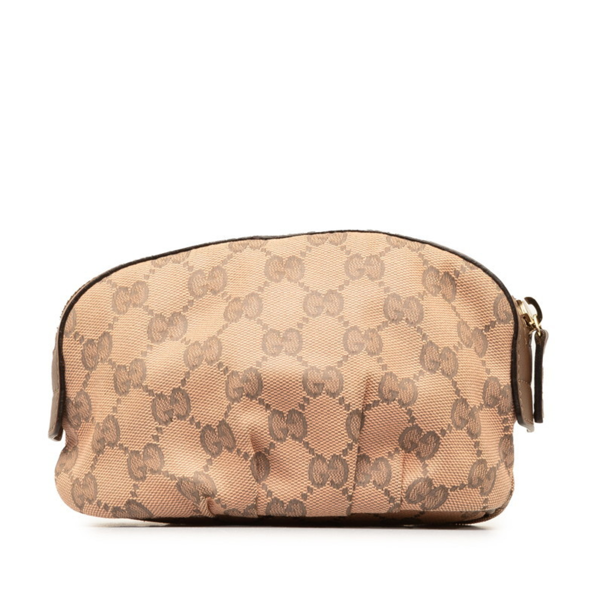 Gucci Interlocking G GG Canvas Pouch 308631 Pink Brown Leather Women's GUCCI