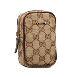 Gucci GG Canvas Cigarette Case Pouch 115249 Beige Brown Leather Women's GUCCI