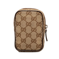 Gucci GG Canvas Cigarette Case Pouch 115249 Beige Brown Leather Women's GUCCI