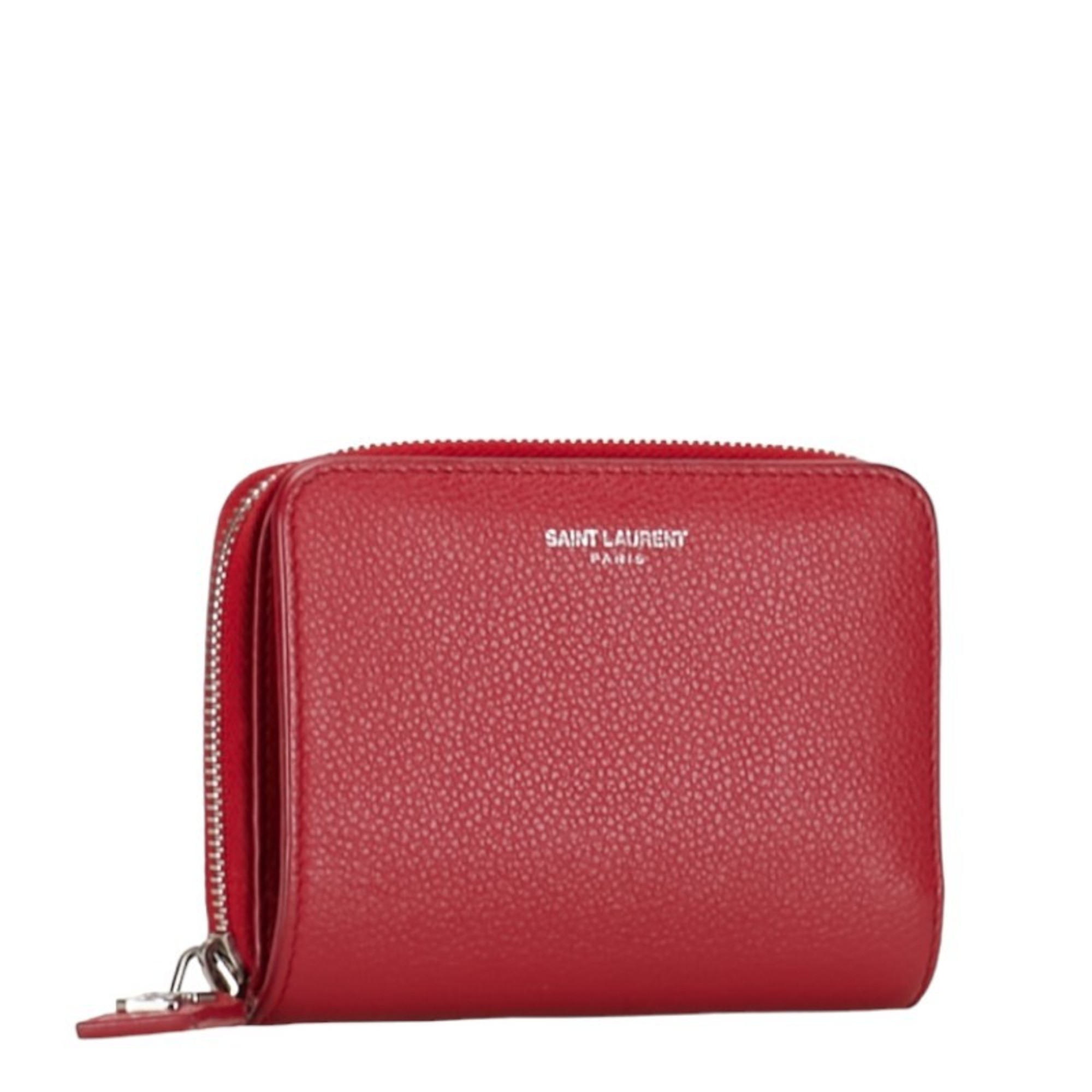 Saint Laurent YSL Bi-fold Wallet Compact GUE414661 Red Leather Women's SAINT LAURENT