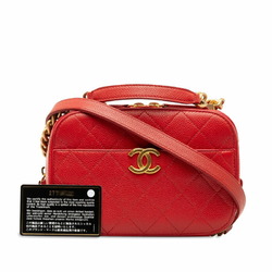 Chanel Matelasse Coco Mark Chain Shoulder Bag Handbag Red Caviar Skin Women's CHANEL