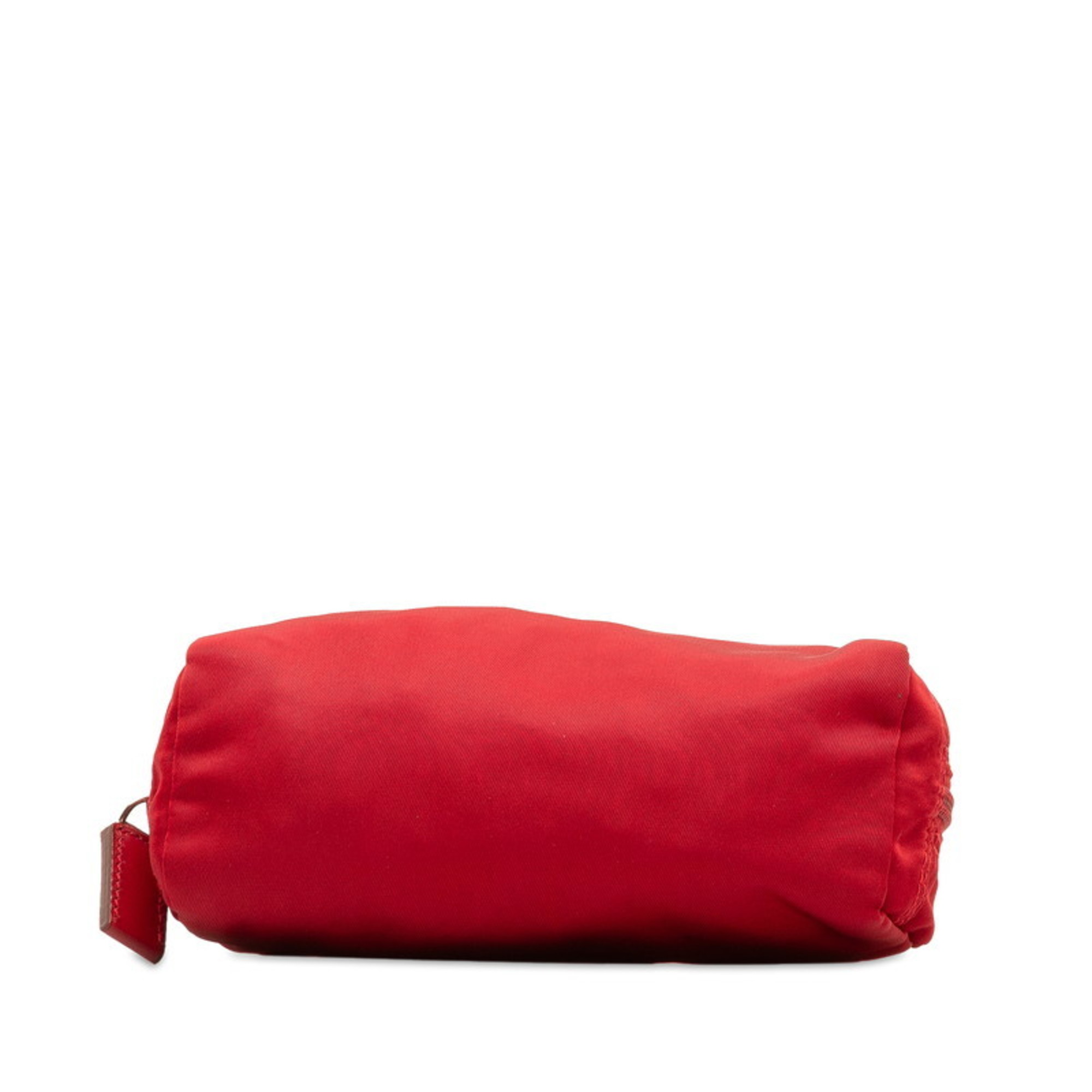 Prada Triangle Plate Pouch MV175 Red Nylon Leather Women's PRADA