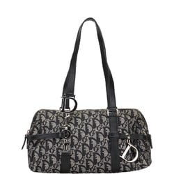 Christian Dior Dior Trotter Handbag Black Canvas Leather Women's