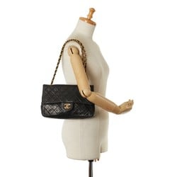 Chanel Matelasse 25 Coco Mark Double Flap Chain Shoulder Bag Black Lambskin Women's CHANEL