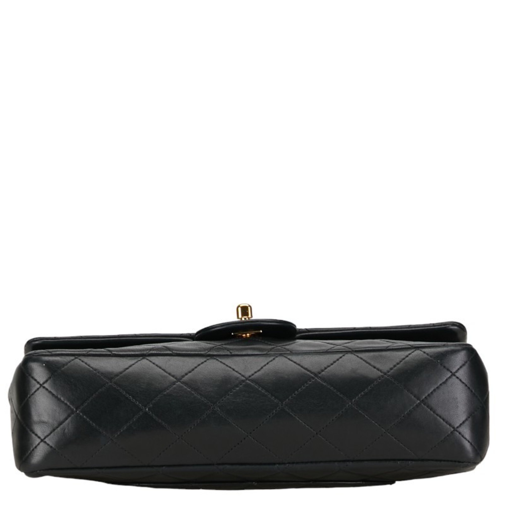 Chanel Matelasse 25 Coco Mark Double Flap Chain Shoulder Bag Black Lambskin Women's CHANEL