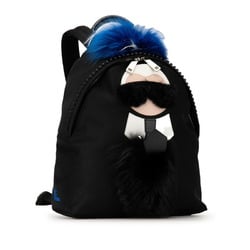 FENDI Karl Lagerfeld Backpack 7VZ016 Black Nylon Leather Men's
