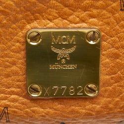 MCM Visetos Glam Boston Bag Shoulder Brown PVC Leather Women's