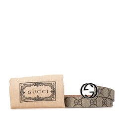 Gucci GG Supreme Interlocking G Belt 258395 Beige PVC Leather Women's GUCCI