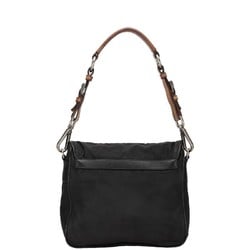 Prada Triangle Plate Bag Black Nylon Leather Women's PRADA