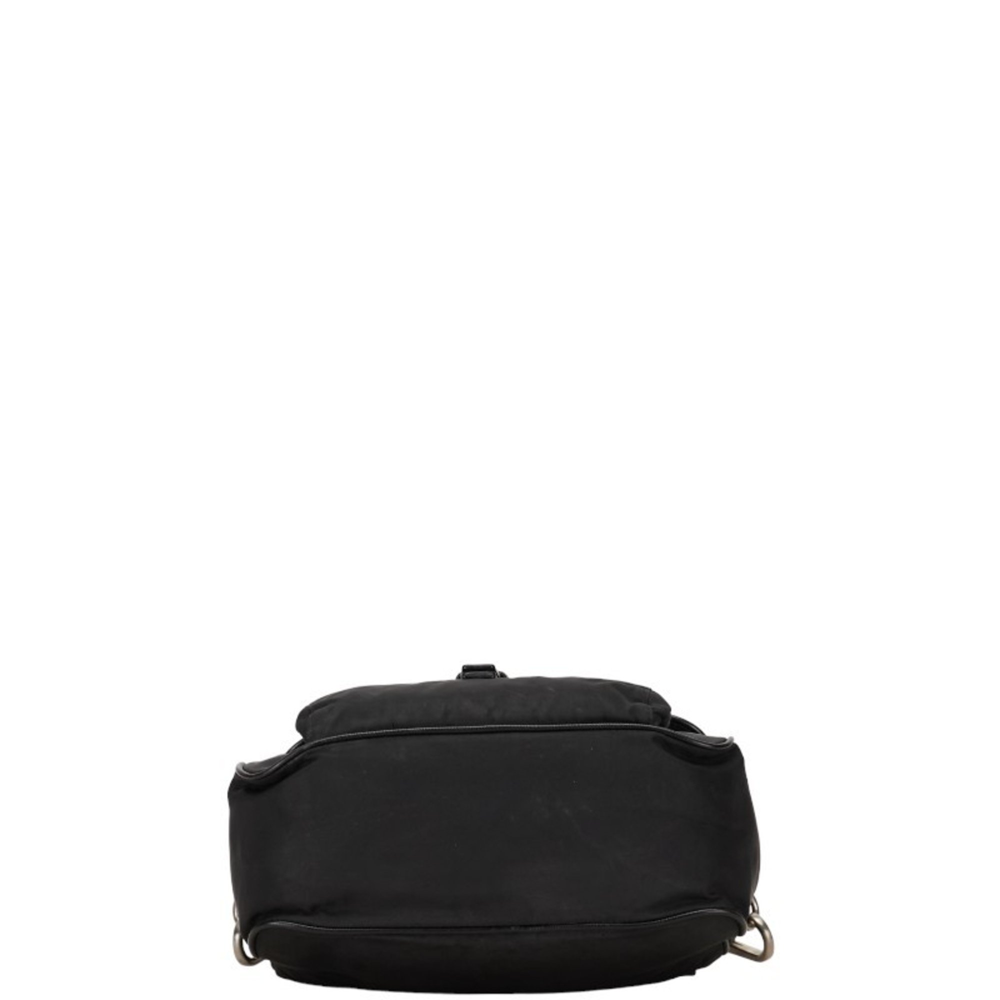 Prada Triangle Plate Bag Black Nylon Leather Women's PRADA