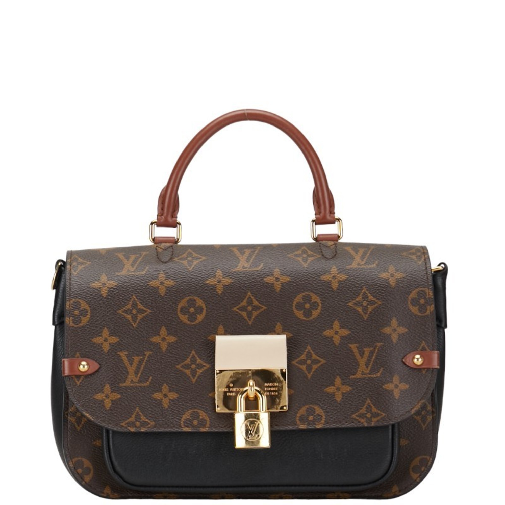 Louis Vuitton Monogram Vaugirard PM Handbag Shoulder Bag M44354 Brown Noir PVC Leather Women's LOUIS VUITTON