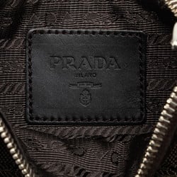 Prada Jacquard Pouch Brown Canvas Leather Women's PRADA