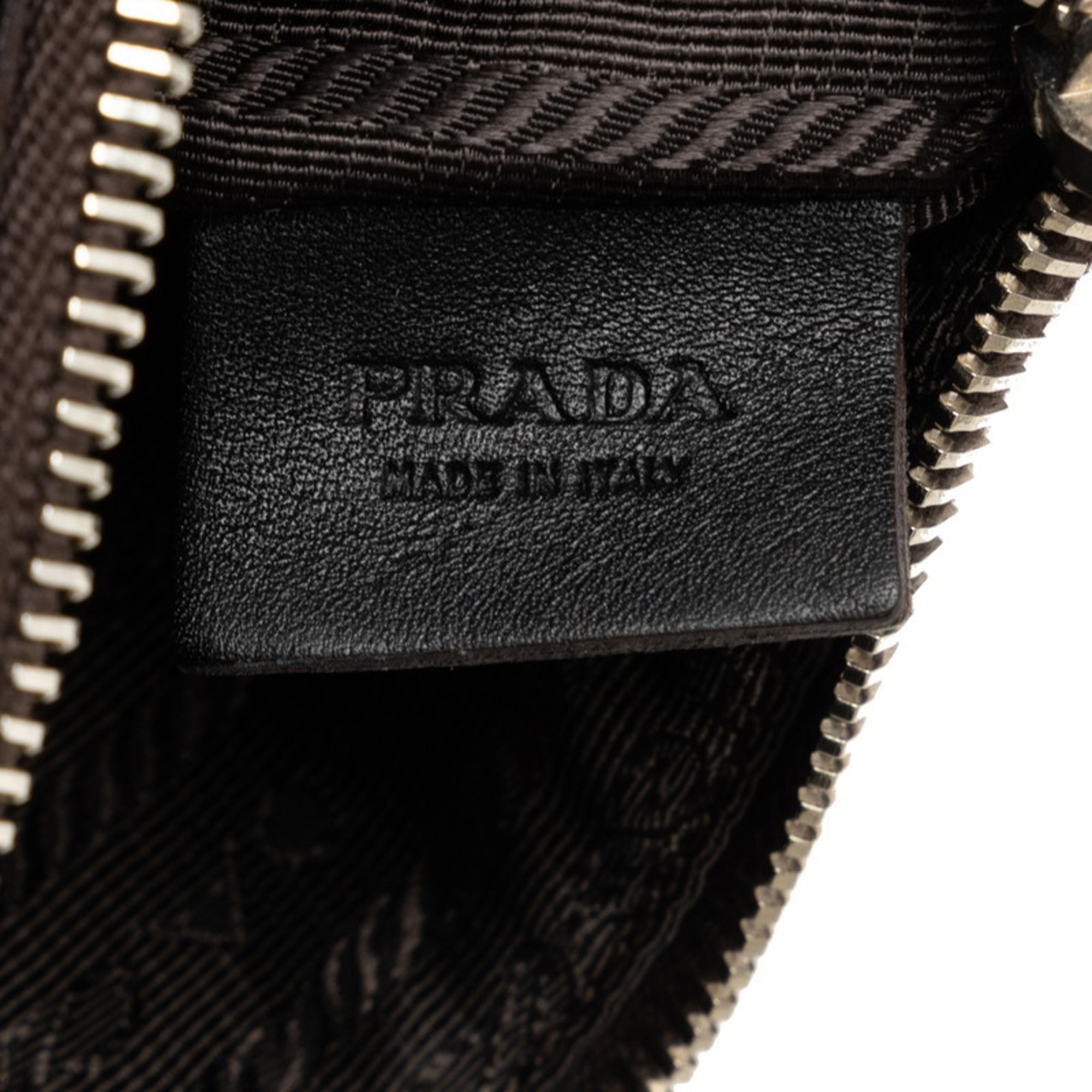 Prada Jacquard Pouch Brown Canvas Leather Women's PRADA