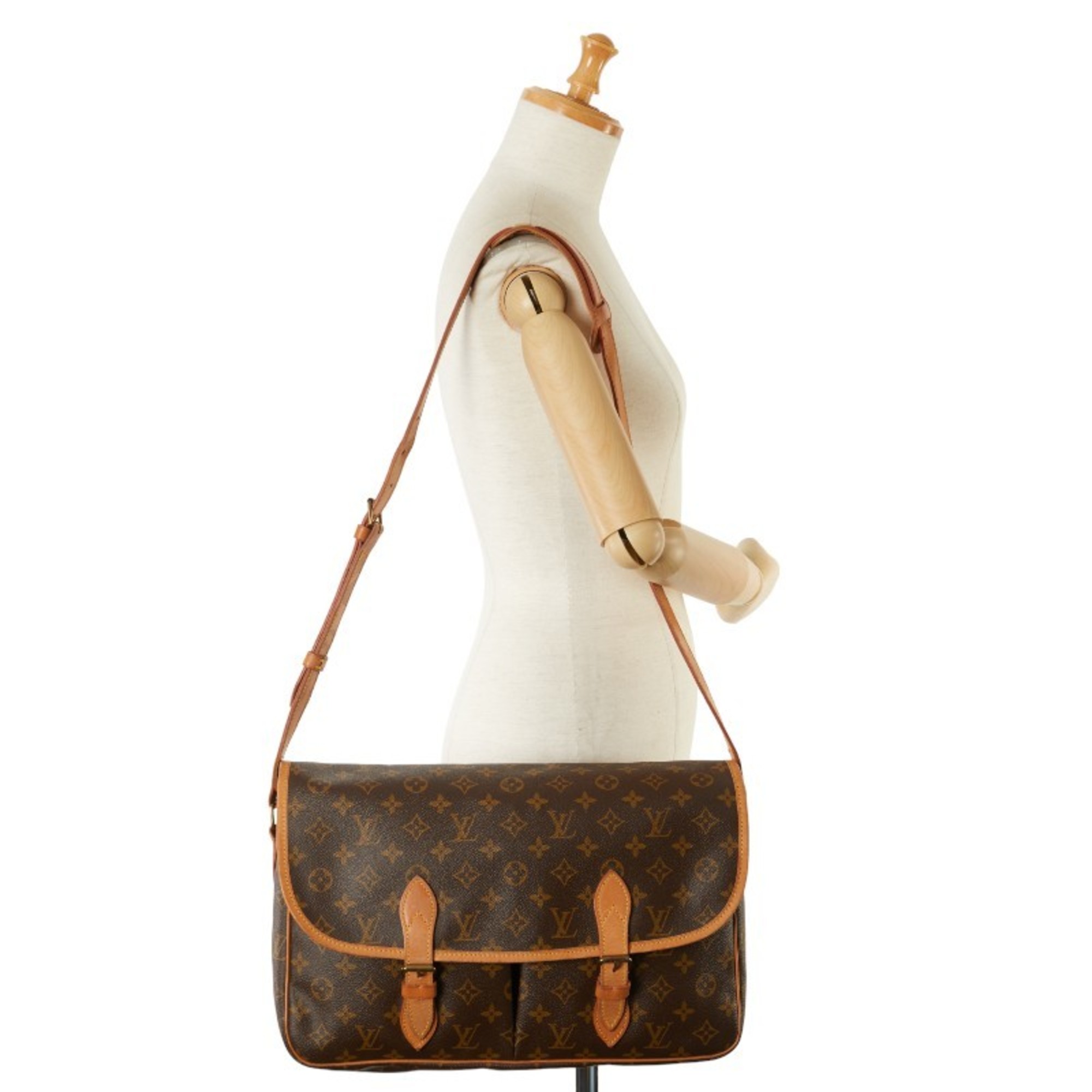 Louis Vuitton Monogram Gibessier GM Shoulder Bag M42249 Brown PVC Leather Women's LOUIS VUITTON