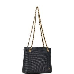 BALLY Chain Shoulder Bag Black Gold Leather Women's