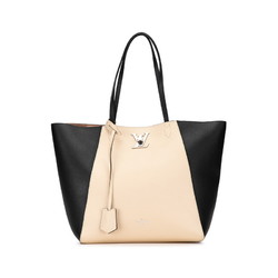 Louis Vuitton Lockme Cabas Shoulder Bag M42289 Vanille Noir Black Greige Calf Leather Women's LOUIS VUITTON